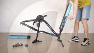 Engineer builds and ride bicyle with no wheels.               