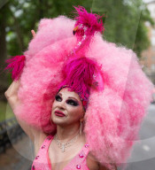 Pride in London parade, Park Lane to Trafalgar Square, London, UK.