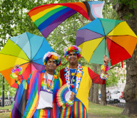 Pride in London parade, Park Lane to Trafalgar Square, London, UK.