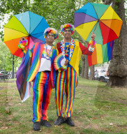 Pride in London parade, Park Lane to Trafalgar Square, London, UK.