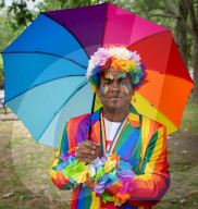 Pride in London parade, Park Lane to Trafalgar Square, London, UK.