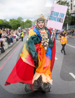 Pride in London parade, Park Lane to Trafalgar Square, London, UK.
