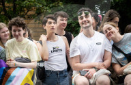 Pride in London parade, Park Lane to Trafalgar Square, London, UK.