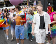 Pride in London parade, Park Lane to Trafalgar Square, London, UK.