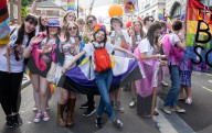 Pride in London parade, Park Lane to Trafalgar Square, London, UK.
