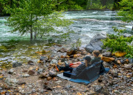 Foldable couch for comfy outdoors living.                 
