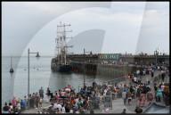 The Tall Ship Thalassa Arrives at Folkestone Harbour in Folkestone, UK.