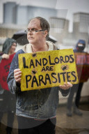 Renters protest against 'rampant profiteering' outside landlords' convention