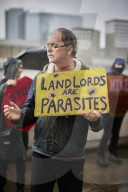 Renters protest against 'rampant profiteering' outside landlords' convention