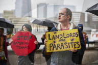 Renters protest against 'rampant profiteering' outside landlords' convention