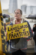 Renters protest against 'rampant profiteering' outside landlords' convention