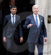 Joe Biden visits Rishi Sunak at 10 Downing Street, London, UK.