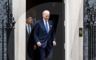 Joe Biden visits Rishi Sunak at 10 Downing Street, London, UK.