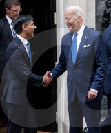 Joe Biden visits Rishi Sunak at 10 Downing Street, London, UK.