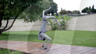 Robot dog is an acrobatic pet.                          