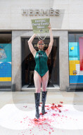 PETA protest outside Hermes, New Bond Street, London, UK
