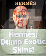 PETA protest outside Hermes, New Bond Street, London, UK