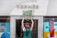 PETA protest outside Hermes, New Bond Street, London, UK