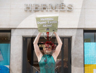 PETA protest outside Hermes, New Bond Street, London, UK