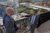 The Prime Minister Rishi Sunak visits a housing development in Hayes