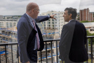 The Prime Minister Rishi Sunak visits a housing development in Hayes