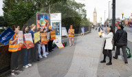 Striking junior Doctors on the BMA (British Medical Association) picket line outside St. Thomas’s Hospital, London, Great Britain 
11th August 2023.