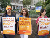 Striking junior Doctors on the BMA (British Medical Association) picket line outside St. Thomas’s Hospital, London, Great Britain 
11th August 2023.