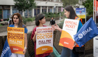 Striking junior Doctors on the BMA (British Medical Association) picket line outside St. Thomas’s Hospital, London, Great Britain 
11th August 2023.