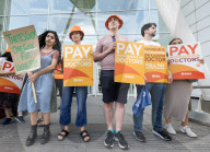 Striking junior Doctors on the BMA (British Medical Association) picket line outside University College Hospital, London, Great Britain 
11th August 2023.