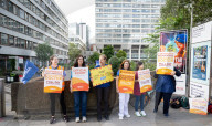 Striking junior Doctors on the BMA (British Medical Association) picket line outside St. Thomas’s Hospital, London, Great Britain 
11th August 2023.