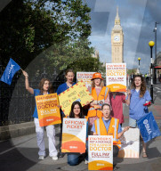 Striking junior Doctors on the BMA (British Medical Association) picket line outside St. Thomas’s Hospital, London, Great Britain 
11th August 2023.