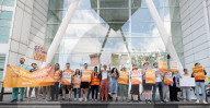 Striking junior Doctors on the BMA (British Medical Association) picket line outside University College Hospital, London, Great Britain 
11th August 2023.