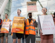 Striking junior Doctors on the BMA (British Medical Association) picket line outside University College Hospital, London, Great Britain 
11th August 2023.