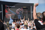 Fans watch England Vs Australia World Cup semi-final in Folkestone, United Kingdom. 