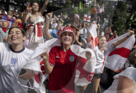 Fans watch Australia v England World Cup match BOXPARK in Croydon, UK