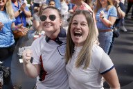 Fans watch Australia v England World Cup match BOXPARK in Croydon, UK