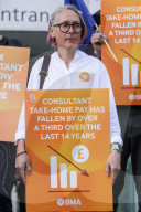 NHS Consultants Second Day Picket at UCHL in London, UK.