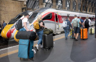 Bank Holiday travel to and from King’s Cross railway station in London, UK 