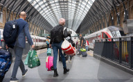 Bank Holiday travel to and from King’s Cross railway station in London, UK 