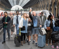 Bank Holiday travel to and from King’s Cross railway station in London, UK 