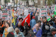 RMT March & Rally Against Ticket Office Closures in London, UK.