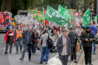 RMT March & Rally Against Ticket Office Closures in London, UK.