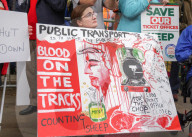 RMT March & Rally Against Ticket Office Closures in London, UK.