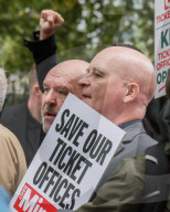 RMT March & Rally Against Ticket Office Closures in London, UK.