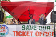 RMT March & Rally Against Ticket Office Closures in London, UK.