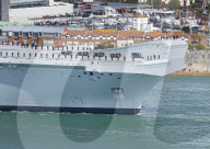 HMS Prince of Wales leaves Portsmouth, UK.