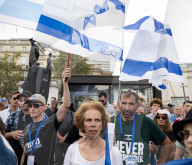 Defend Israeli Democracy UK rally in Trafalgar Square, London, UK.