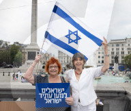 Defend Israeli Democracy UK rally in Trafalgar Square, London, UK.