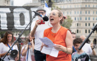 Defend Israeli Democracy UK rally in Trafalgar Square, London, UK.