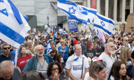 Defend Israeli Democracy UK rally in Trafalgar Square, London, UK.